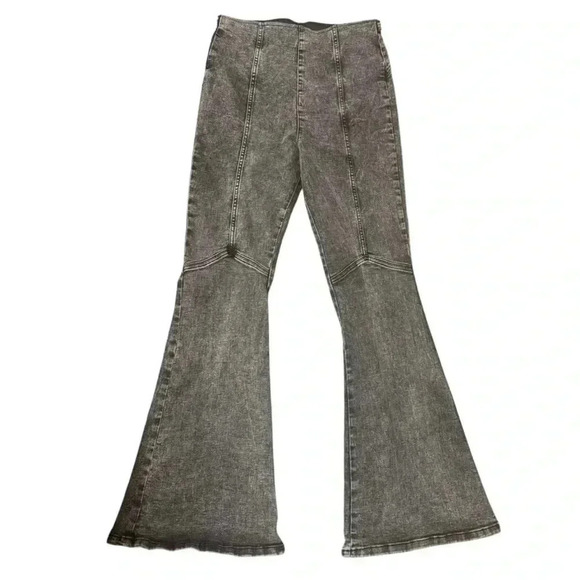 FOREVER 21 super flare denim gray high ruse retro jeans women’s size large - Picture 1 of 10